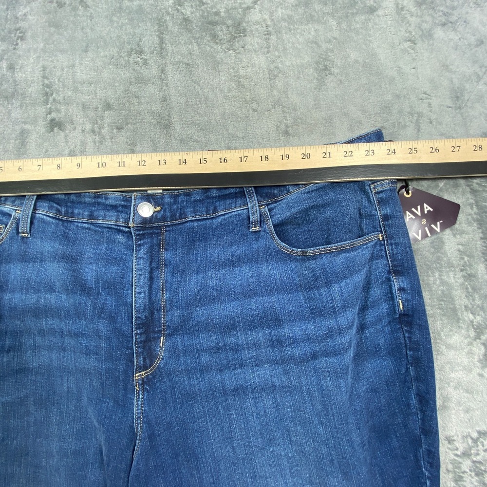 NWT Ava Viv Jeans Women 24 Blue Stretch High Rise Flare No Gap Fade Medium Wash - Picture 4 of 9